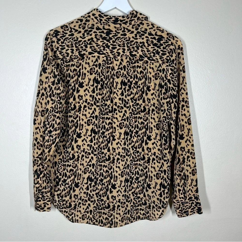J. crew Womens Collection ruffle-front blouse in leopard-print silk Size 4